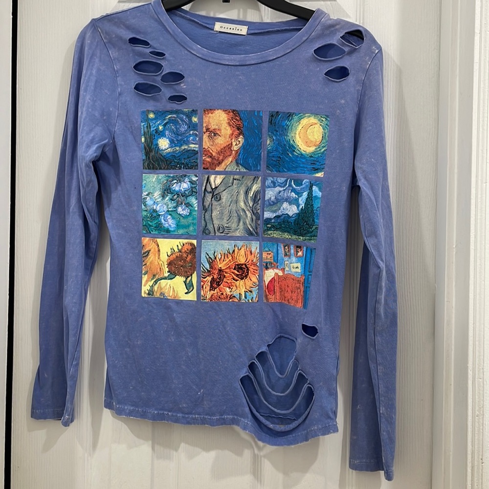 Van Gogh long sleeve top with style tears by Occasion size Small